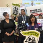 Make the Road NY member Blanca speaks during a press conference on public charge.