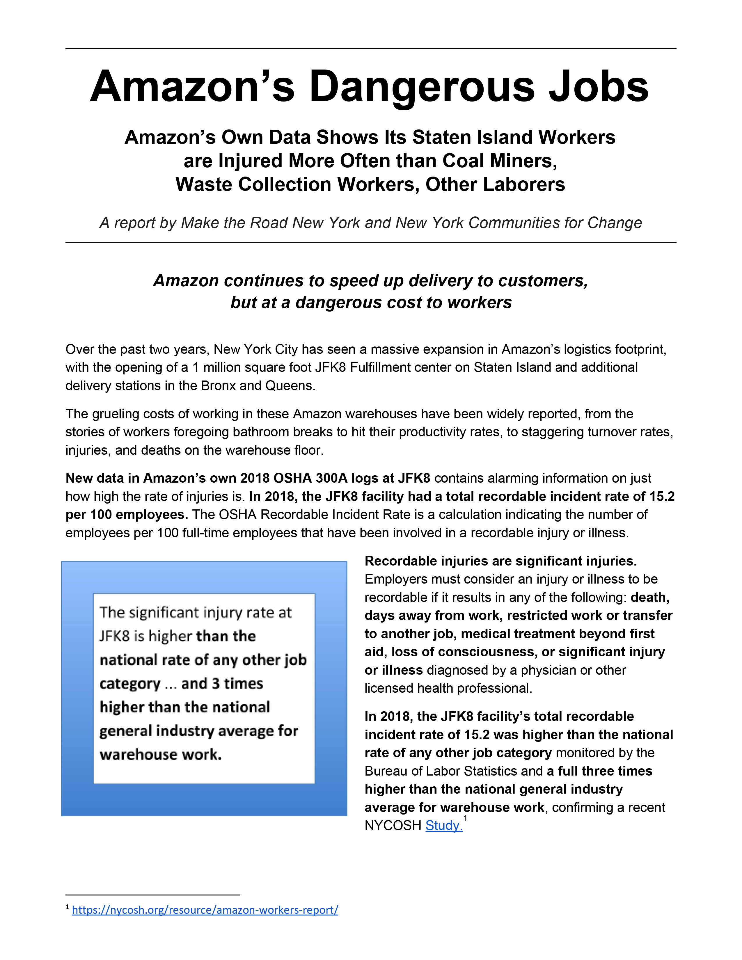 Amazon S Dangerous Jobs Make The Road New York