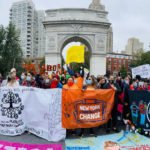 Community organizations, including Make the Road, New York Communities for Change, and Mixteca gather in Washington SQ. Park to call for more funds for the Excluded Workers Fund.